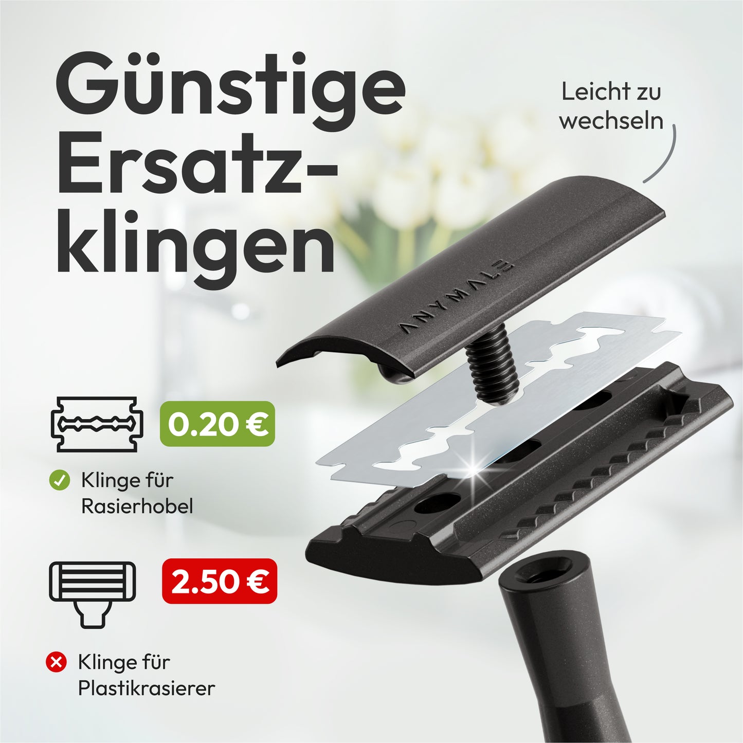 ANYMALE® Rasierhobel mit Standfuß