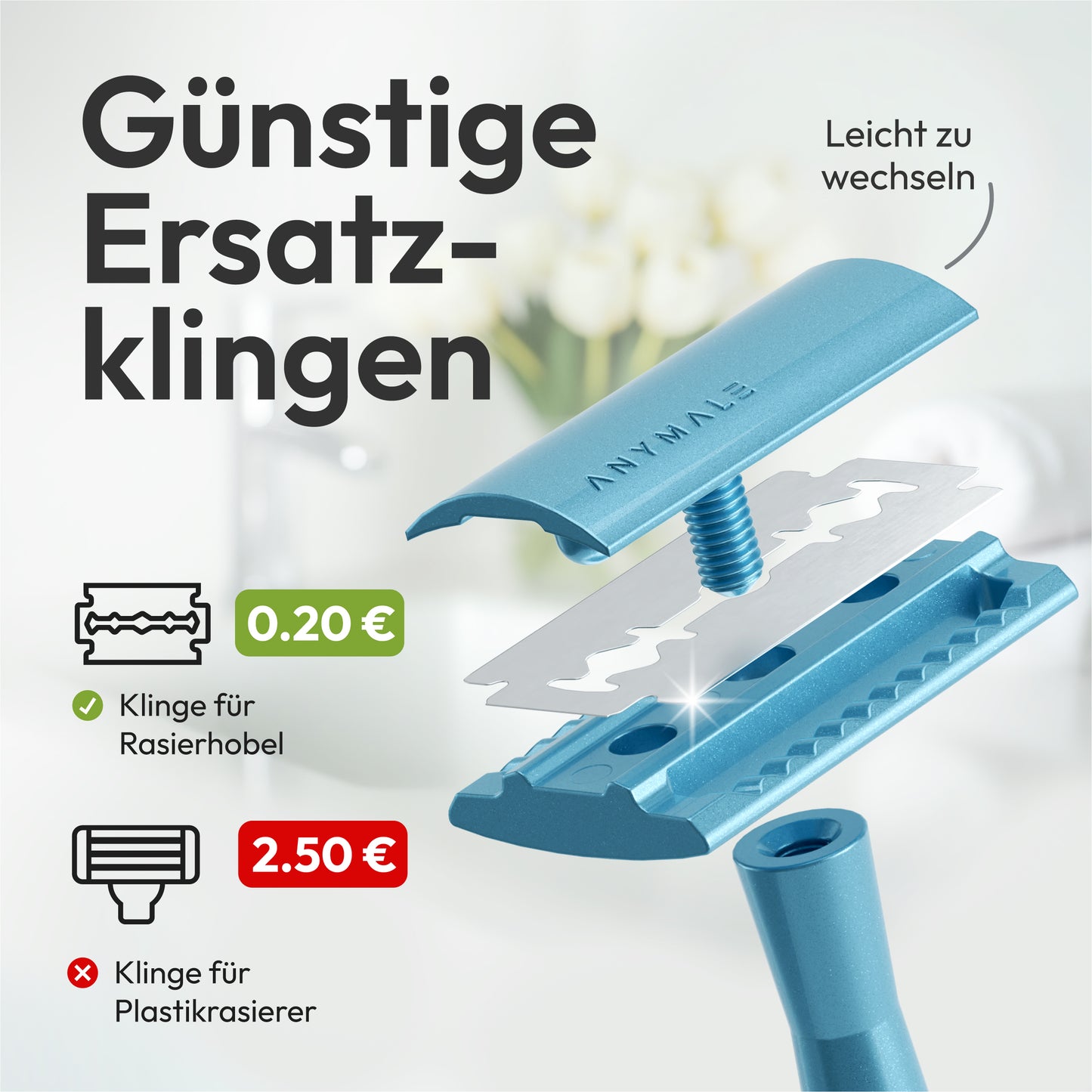ANYMALE® Rasierhobel mit Standfuß