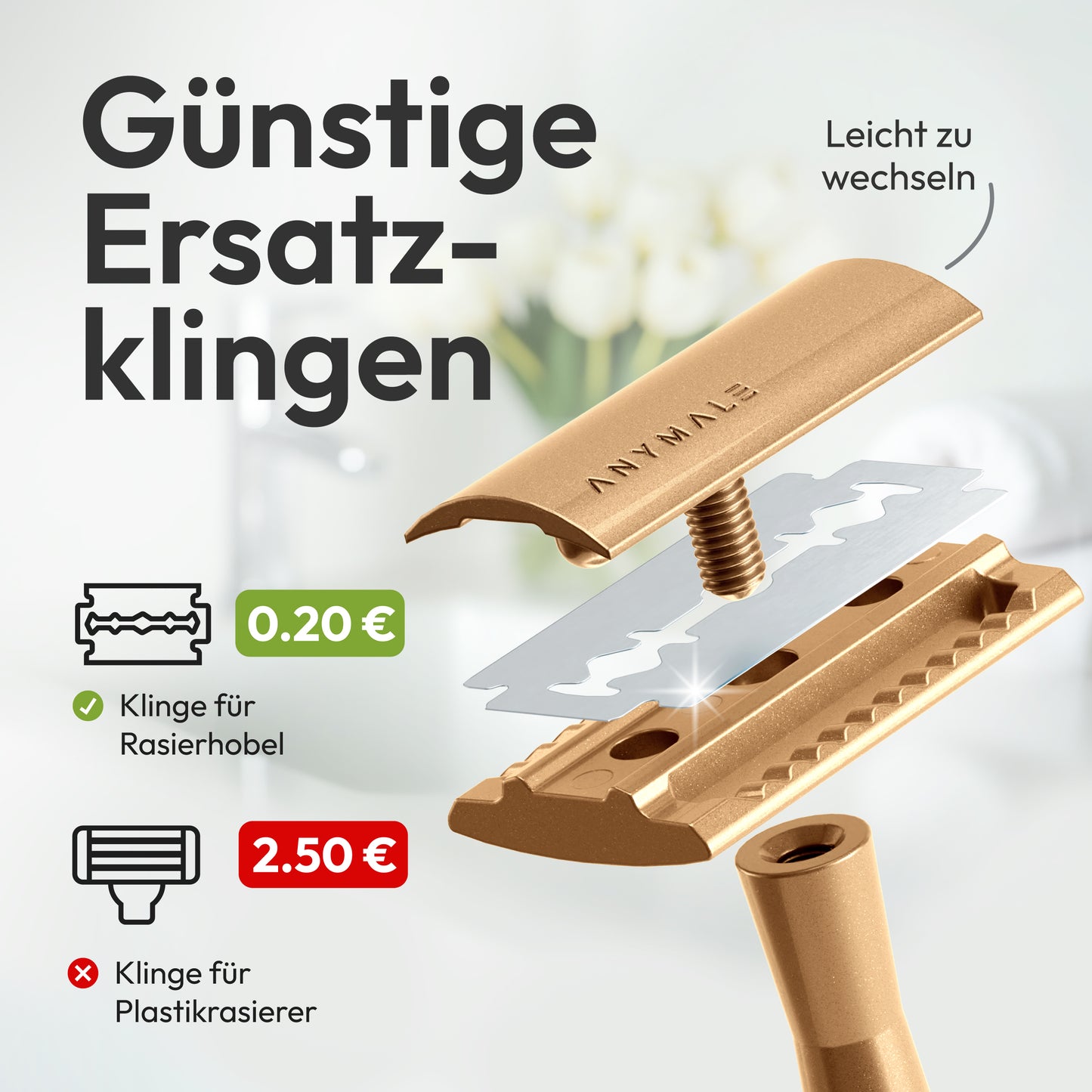 ANYMALE® Rasierhobel mit Standfuß
