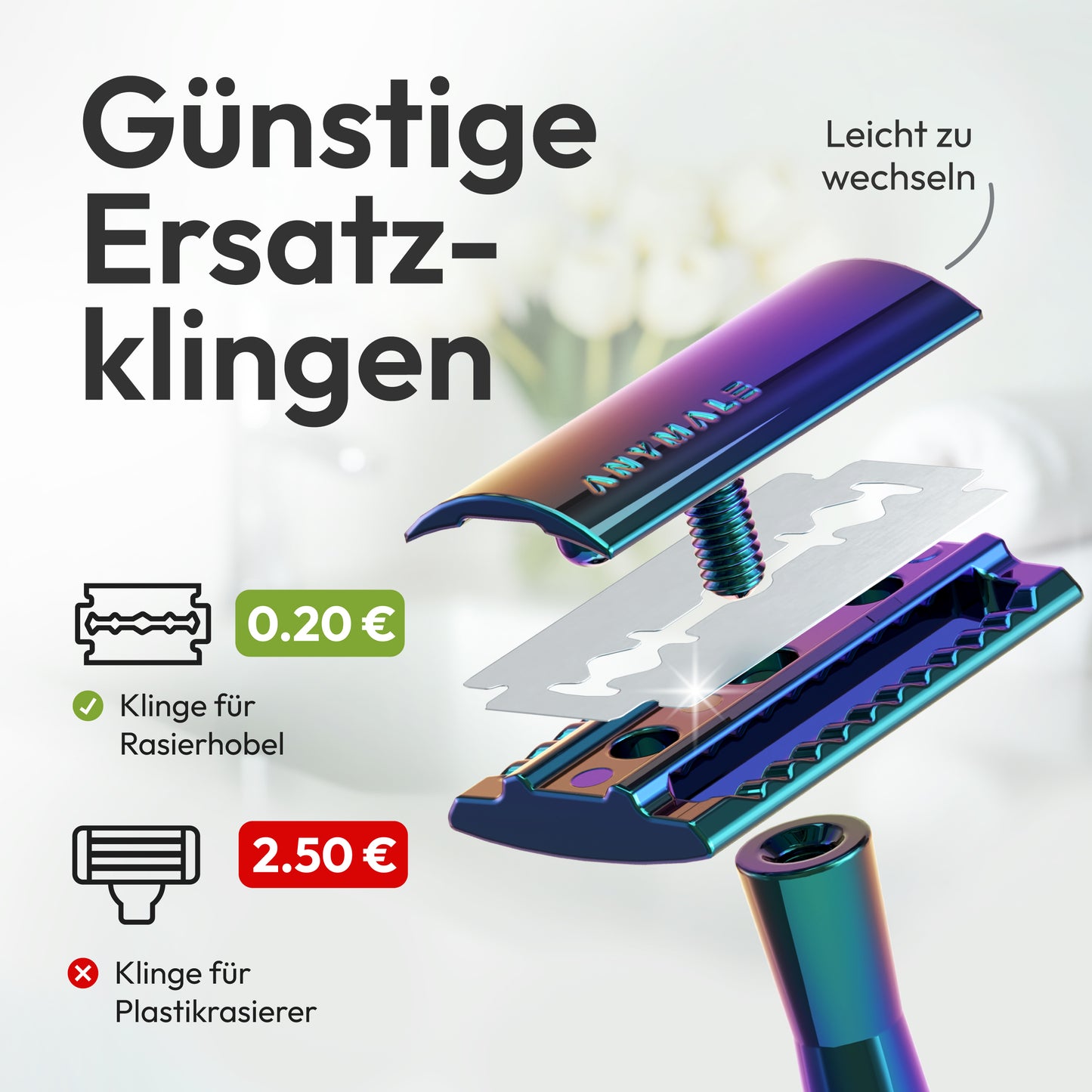 ANYMALE® Rasierhobel mit Standfuß