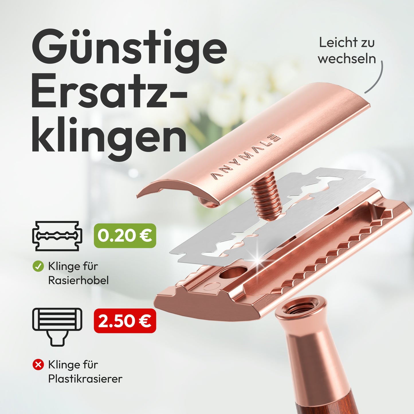 ANYMALE® Rasierhobel mit Standfuß aus Holz