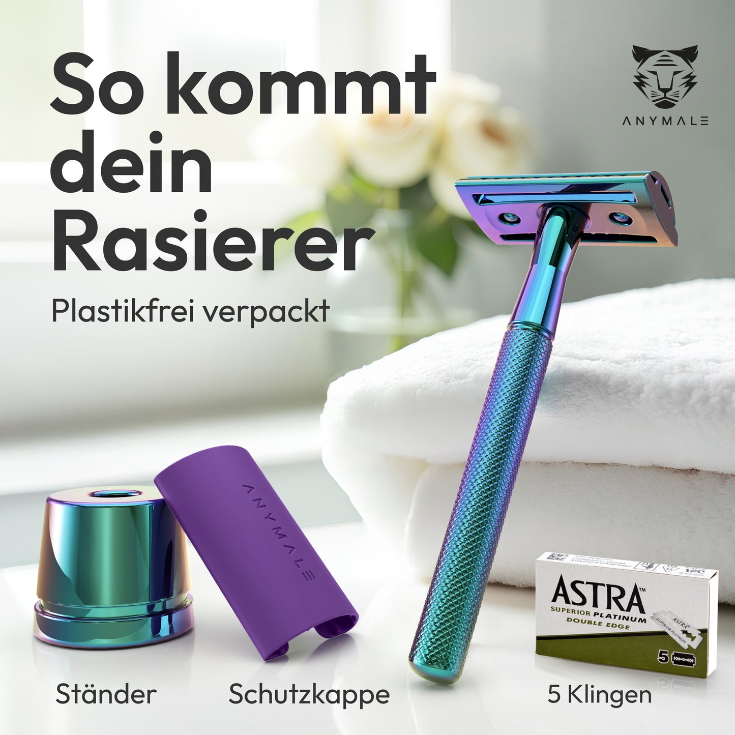 ANYMALE® Rasierhobel mit Standfuß