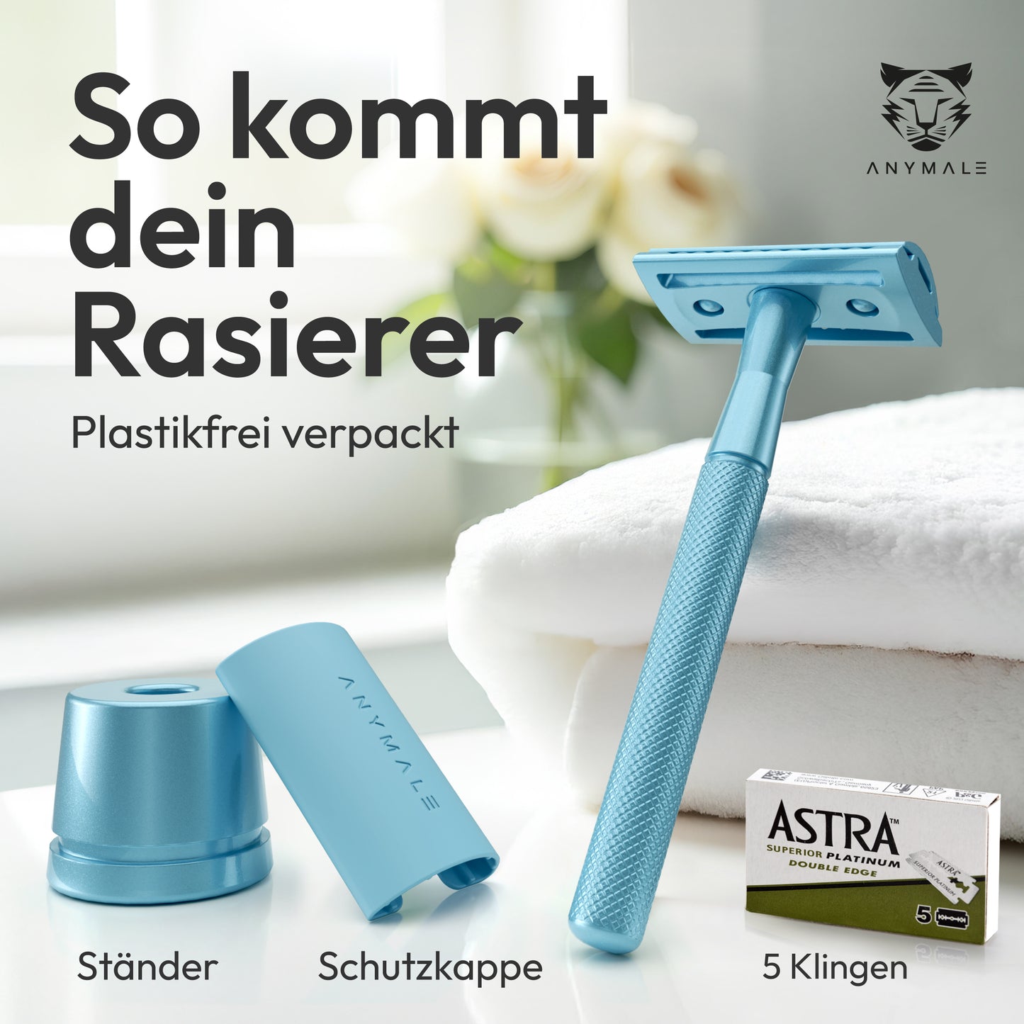 ANYMALE® Rasierhobel mit Standfuß