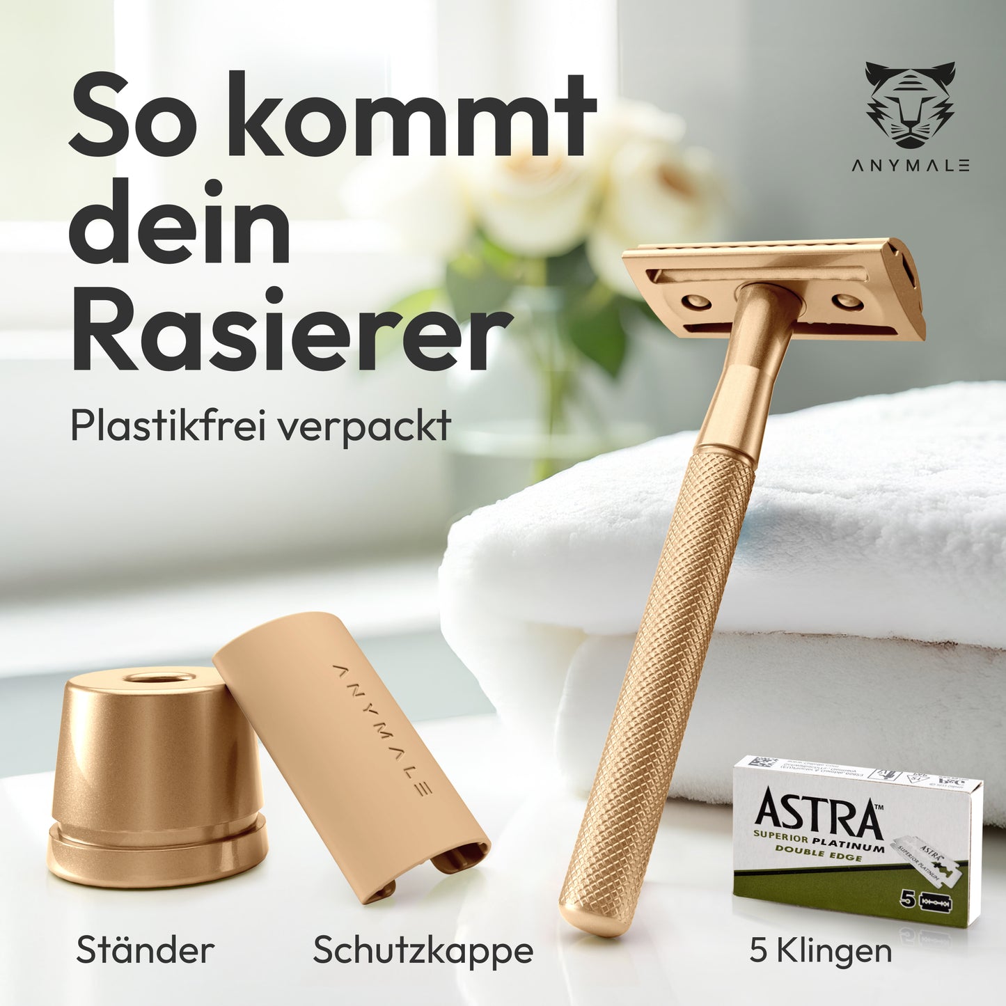 ANYMALE® Rasierhobel mit Standfuß