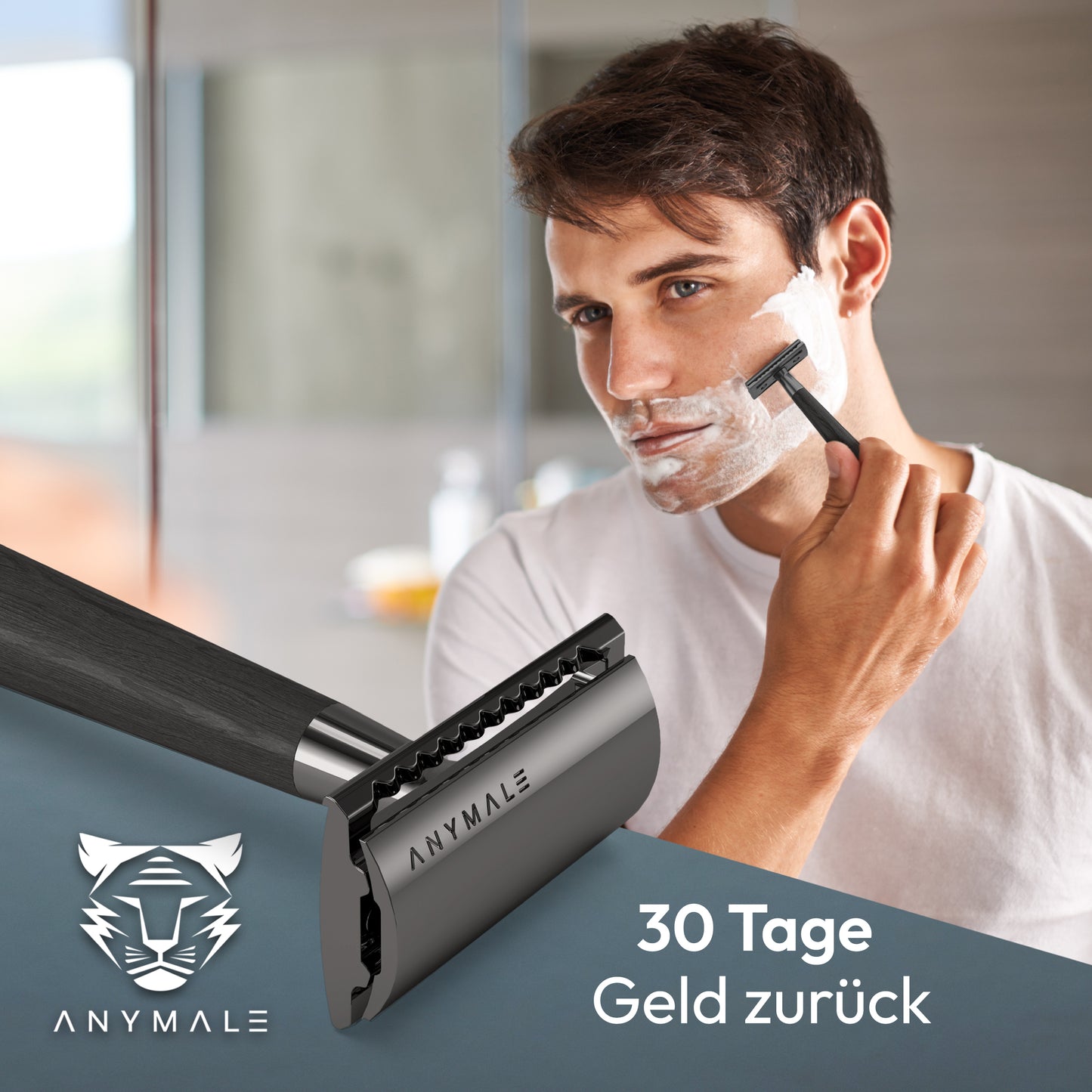 ANYMALE® Rasierhobel mit Standfuß aus Holz