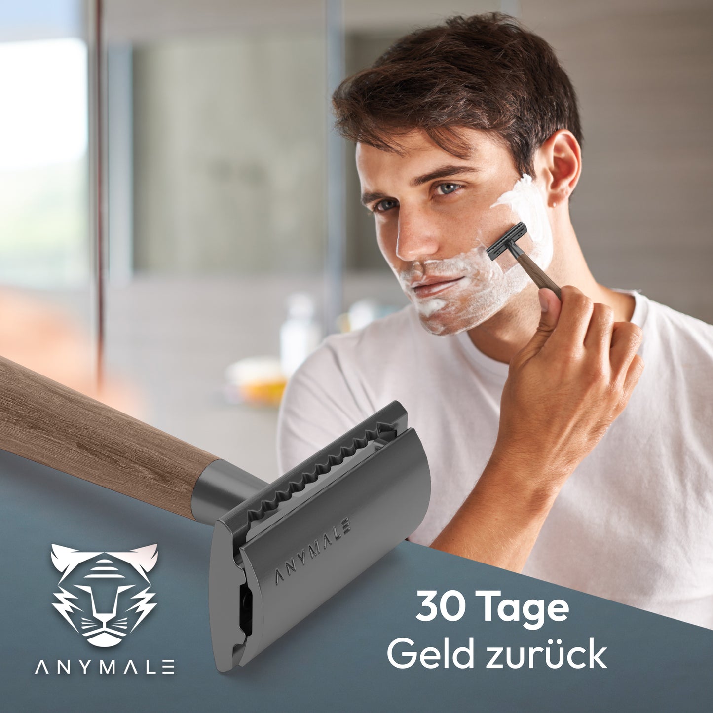 ANYMALE® Rasierhobel mit Standfuß aus Holz