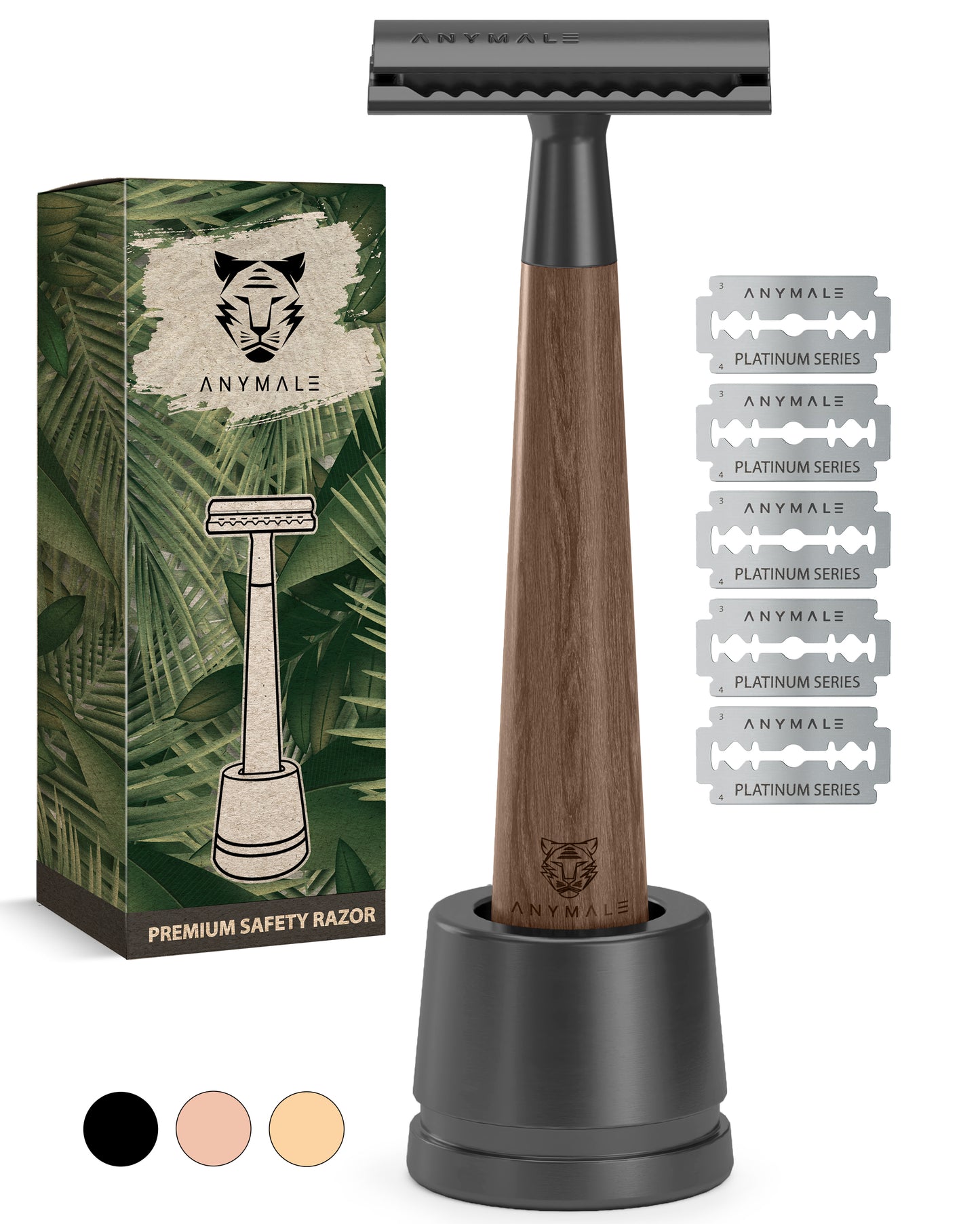 ANYMALE® Rasierhobel mit Standfuß aus Holz