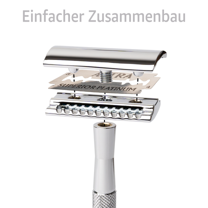 Rasierhobel | Silver Edition | Mit Stand