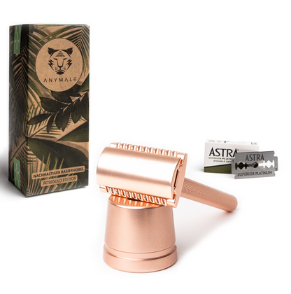 Rasierhobel | Rosegold Edition | Mit Stand