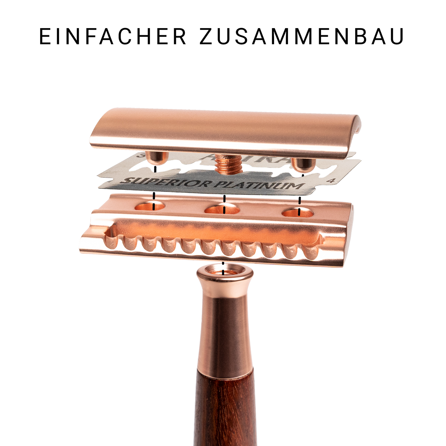 Rasierhobel | Holz | Rosegold Edition | Mit Stand