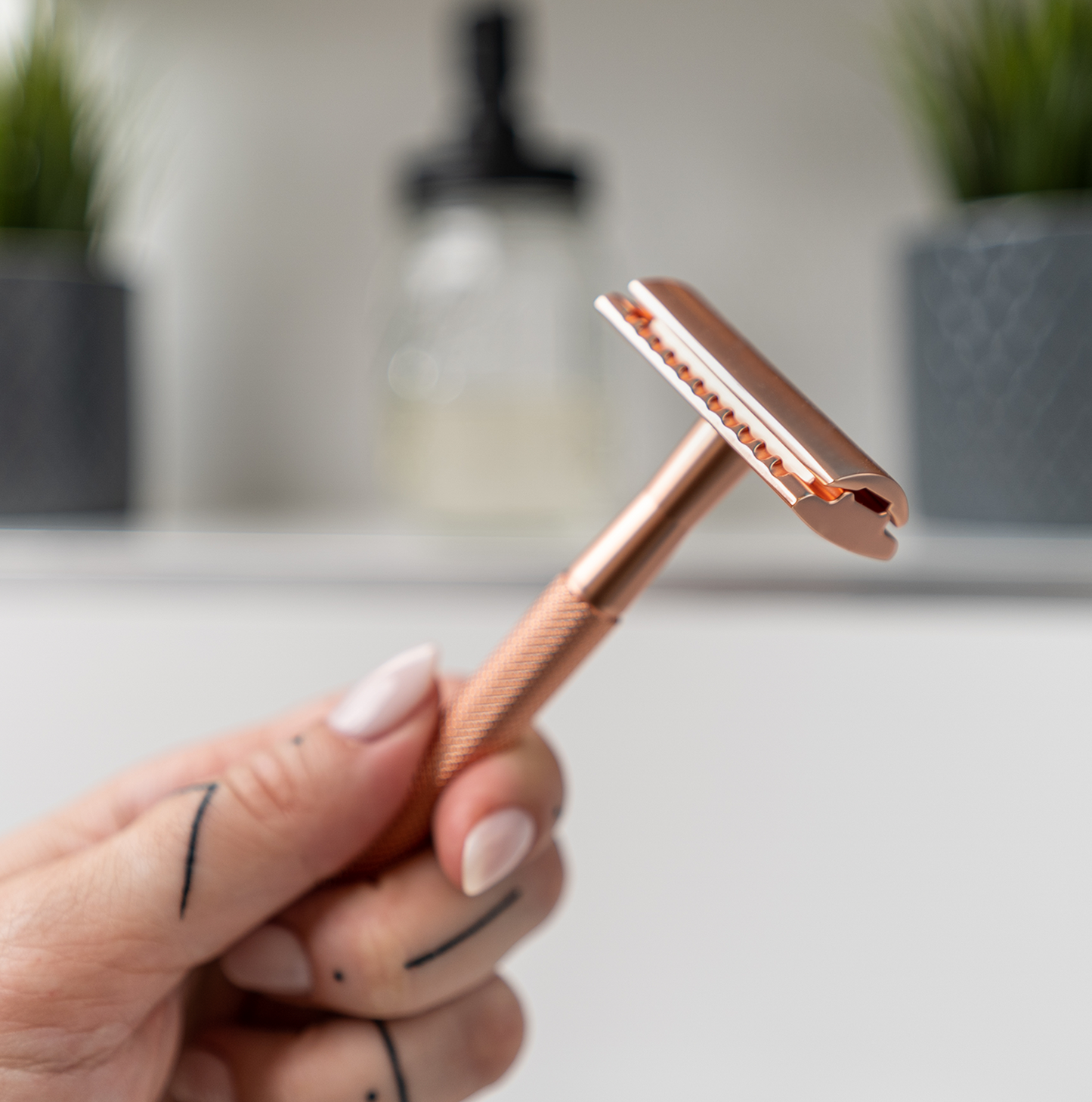 Rasierhobel | Rosegold Edition | Mit Stand